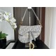 SADDLE BAG Dior Oblique Embroidery Gray High