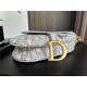 SADDLE BAG Dior Oblique Embroidery Gray High