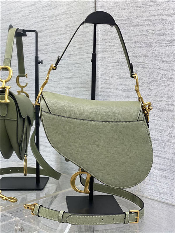 SADDLE BAG Grained Calfskin Green High