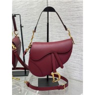 SADDLE BAG Grained Calfskin Wine High