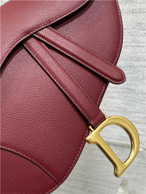 SADDLE BAG Grained Calfskin Wine High