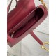 SADDLE BAG Grained Calfskin Wine High