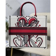 LARGE Dior BOOK TOTE Multicolor Cupidon Embroidery Latte High