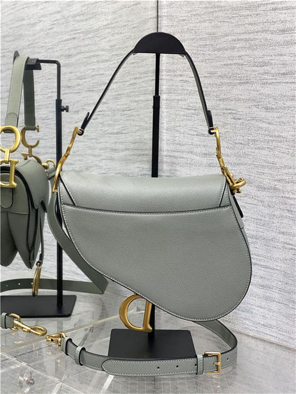 SADDLE BAG Grained Calfskin Gray High