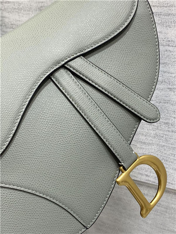 SADDLE BAG Grained Calfskin Gray High