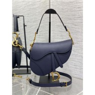 SADDLE BAG Grained Calfskin Navy Blue High