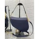 SADDLE BAG Grained Calfskin Navy Blue High