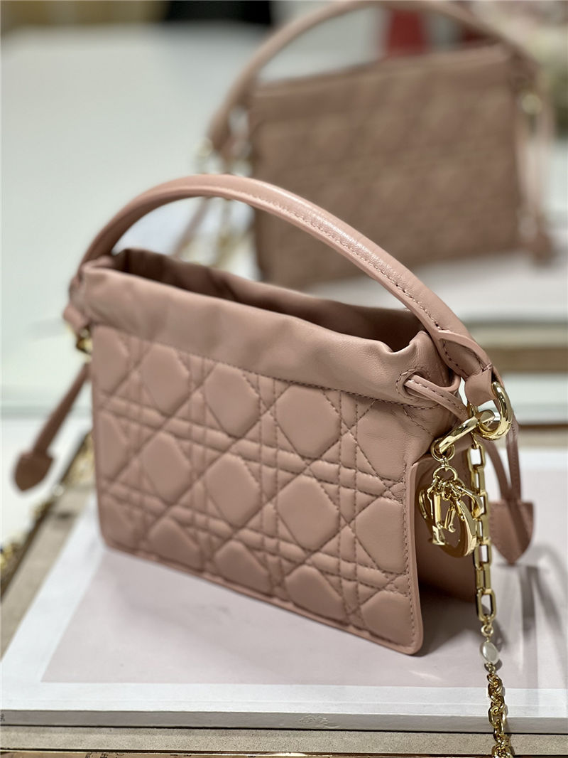 LADY DIOR TOP HANDLE DRAWSTRING MINI BAG Pink High