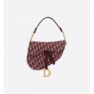 SADDLE BAG Dior Oblique Jacquard Burgundy Mid