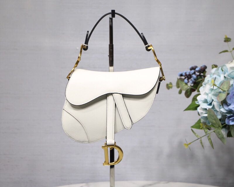 Mini SADDLE BAG Grained Calfskin White High