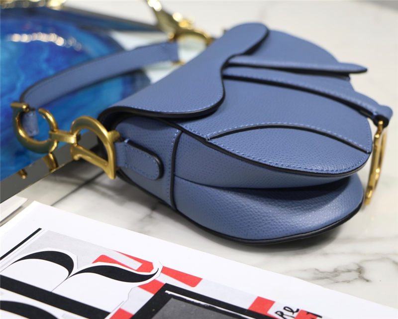 Mini SADDLE BAG Grained Calfskin Blue High