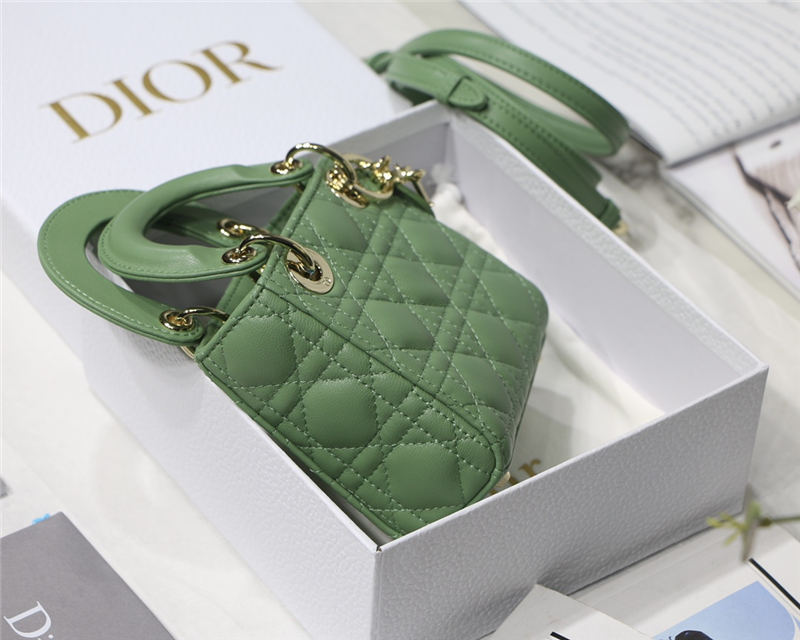 MICRO LADY Dior BAG Cannage Lambskin Green Top