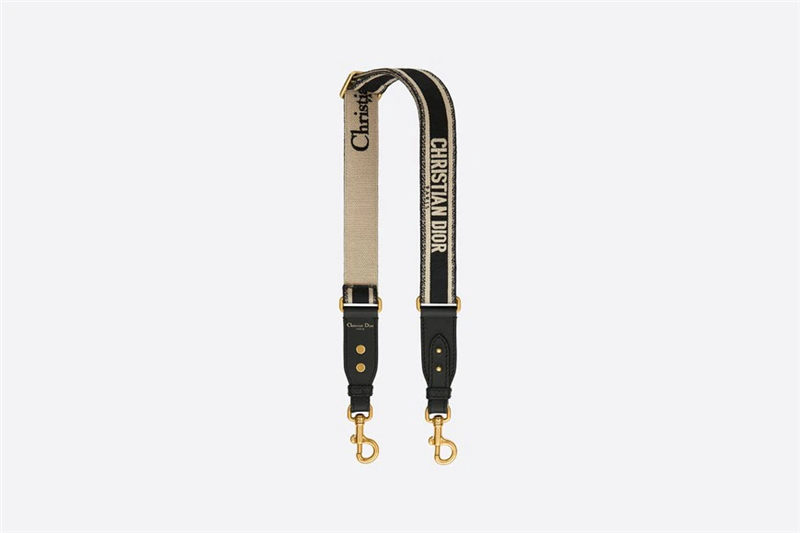 ADJUSTABLE SHOULDER STRAP 'Christian Dior' Embroidery Black High