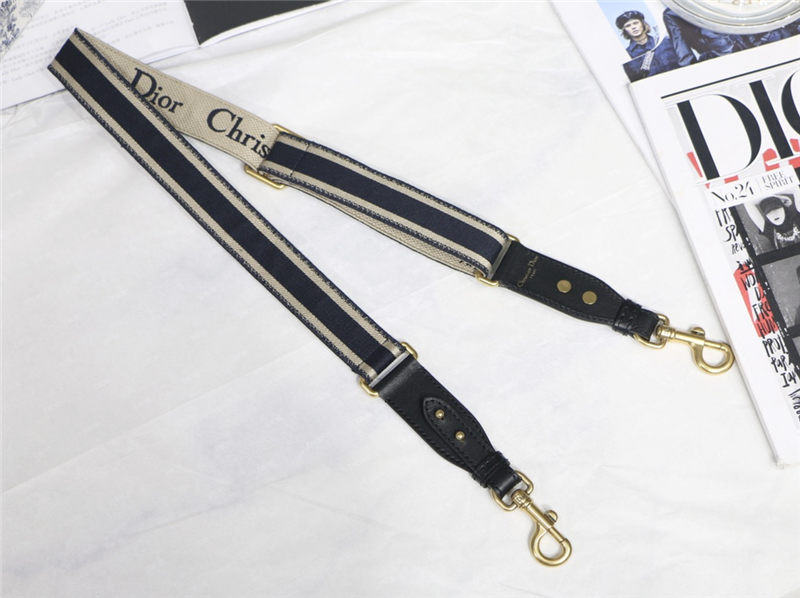 ADJUSTABLE SHOULDER STRAP 'Christian Dior' Embroidery Black High