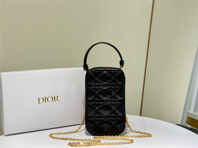 LADY Dior PHONE HOLDER Cannage Lambskin Black High