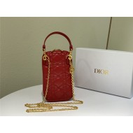 LADY Dior PHONE HOLDER Cannage Lambskin Red High