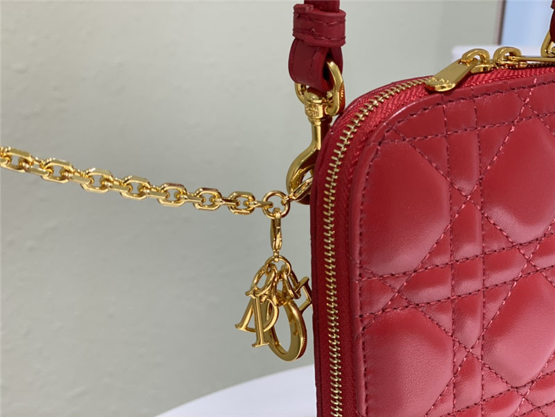 LADY Dior PHONE HOLDER Cannage Lambskin Red High