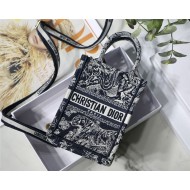 MINI Dior BOOK TOTE PHONE BAG Toile de Jouy Embroidery Blue High