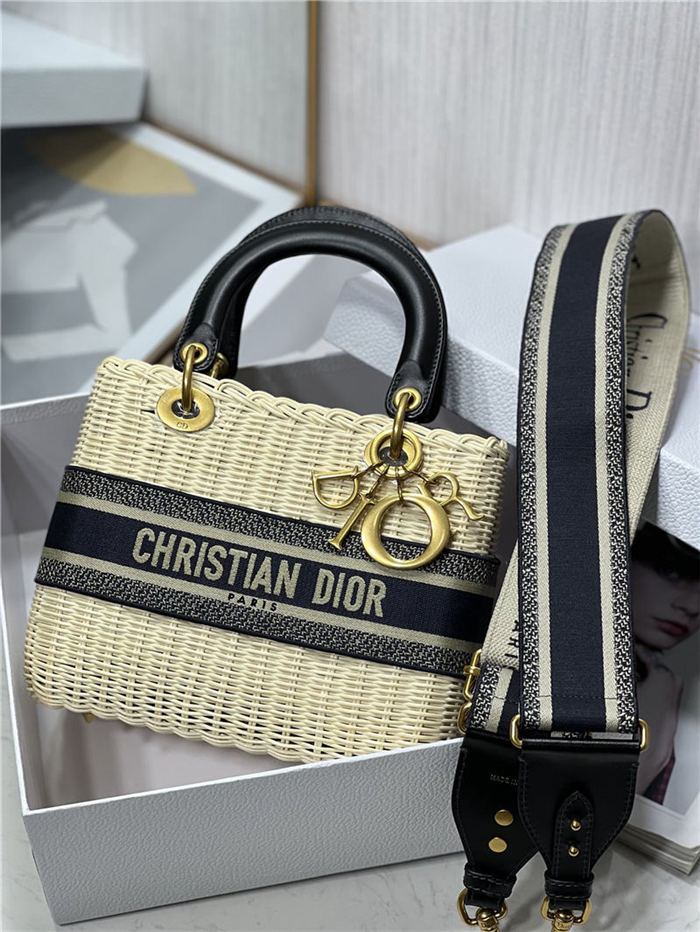 MEDIUM LADY Dior BAG Wicker and Dior Oblique Jacquard High