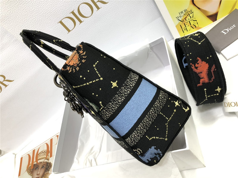 MEDIUM LADY D-LITE BAG Dior Pixel Zodiac Embroidery Multicolor High