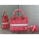 MEDIUM LADY D-LITE BAG Toile de Jouy Reverse Embroidery Pink High