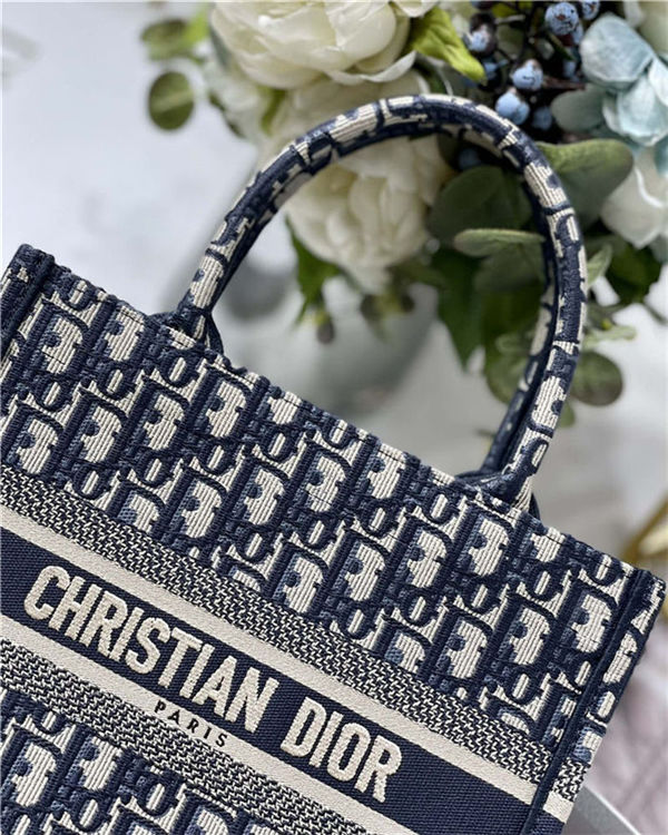 SMALL Dior BOOK TOTE Dior Oblique Jacquard Blue High