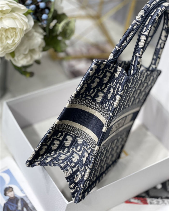 SMALL Dior BOOK TOTE Dior Oblique Jacquard Blue High