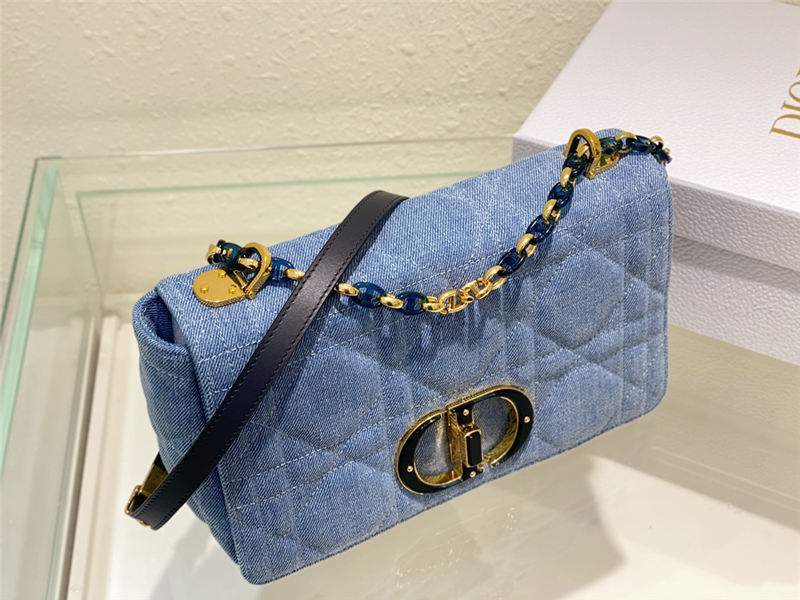 MEDIUM Dior CARO BAG Macrocannage Denim High