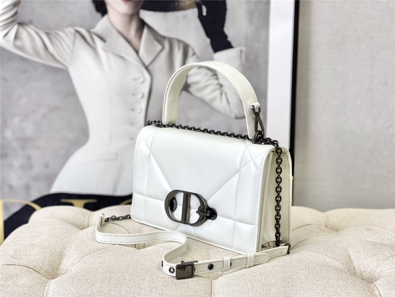 30 MONTAIGNE CHAIN BAG WITH HANDLE Maxicannage Lambskin White High