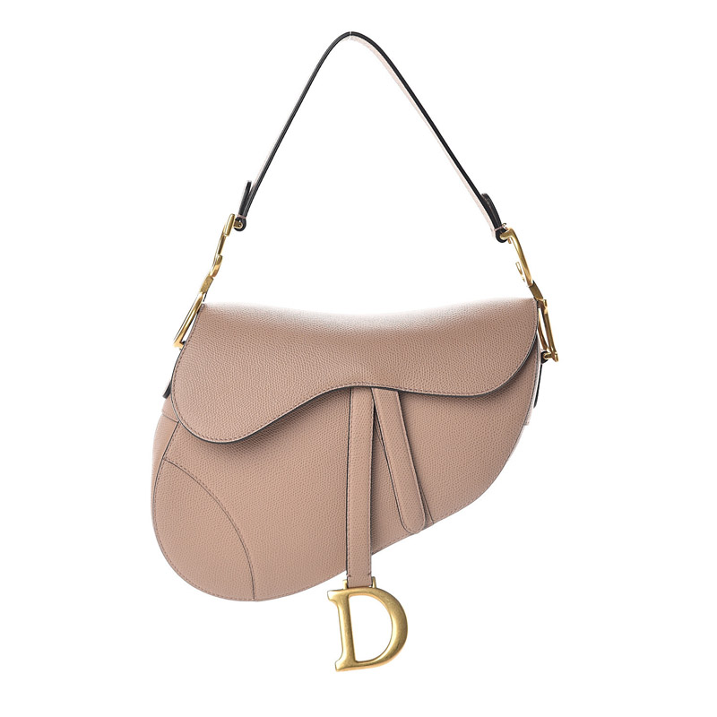 SADDLE BAG Grained Calfskin Nude Mid