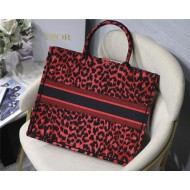 LARGE Dior BOOK TOTE Multicolor Mizza Embroidery Red High