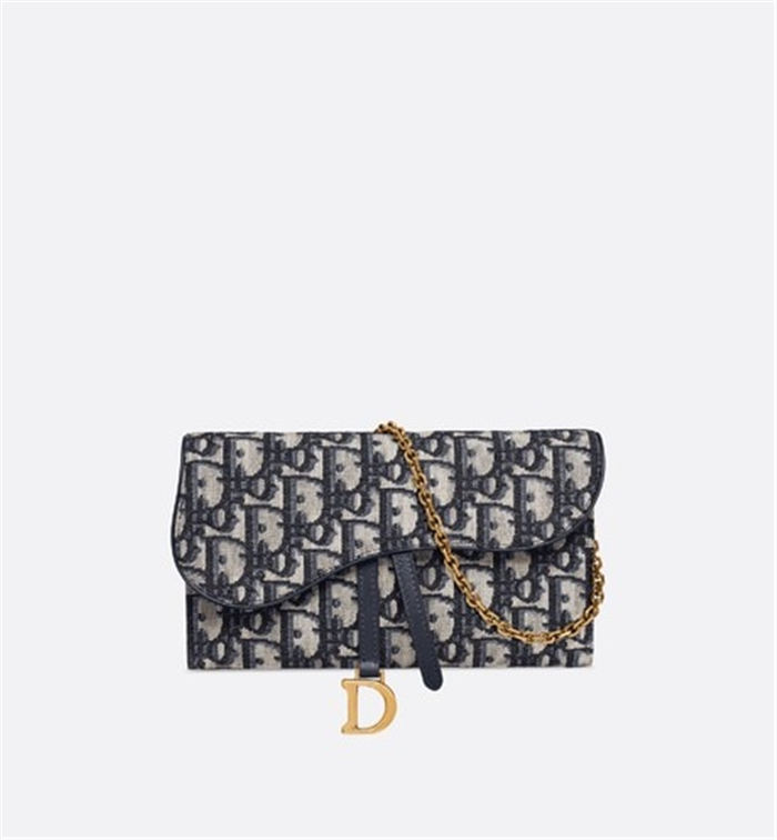 SADDLE LONG WALLET Blue Dior Oblique Jacquard High