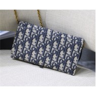 SADDLE LONG WALLET Blue Dior Oblique Jacquard High