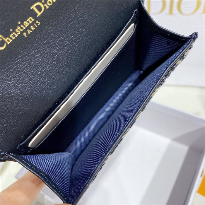 SADDLE FLAP CARD HOLDER Blue Dior Oblique Jacquard High