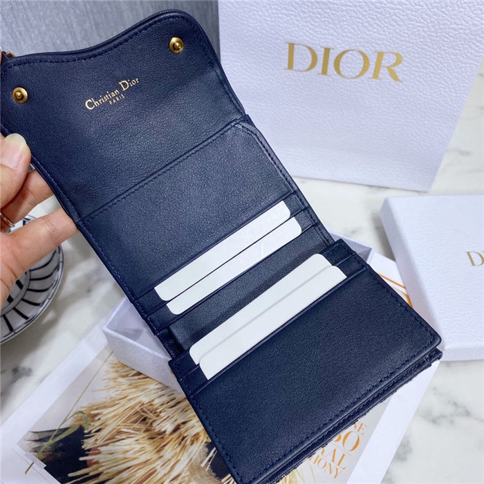 SADDLE LOTUS WALLET VERTICAL Blue Dior Oblique Jacquard High