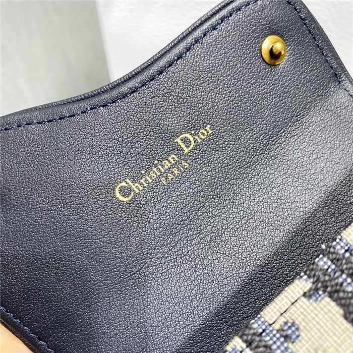 SADDLE LOTUS WALLET VERTICAL Blue Dior Oblique Jacquard High