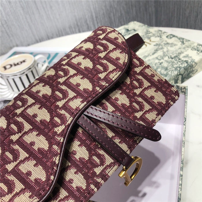 SADDLE BELT POUCH Burgundy Dior Oblique Jacquard High