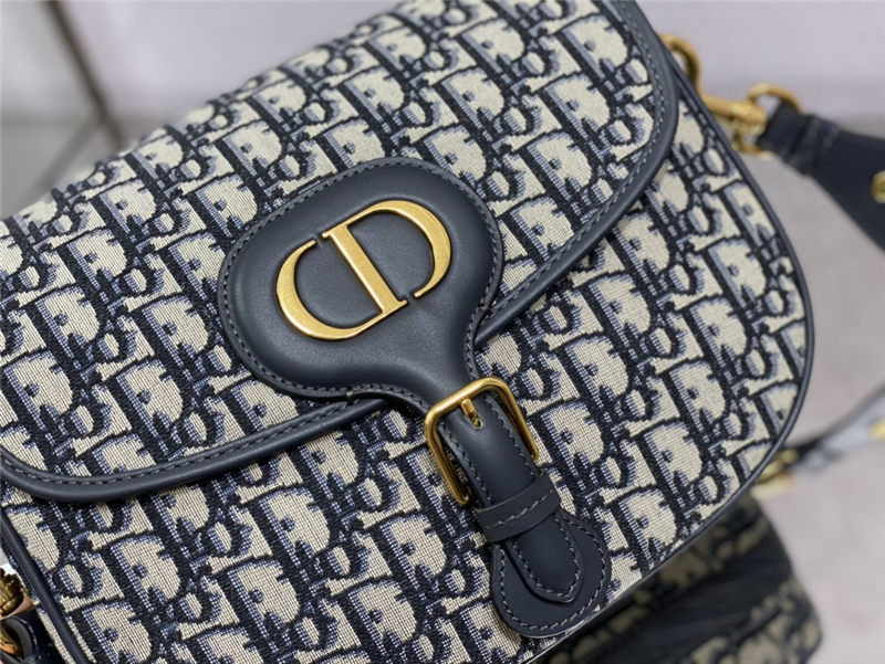 LARGE Dior BOBBY BAG Dior Oblique Jacquard with Blue Dior Oblique Embroidered Strap Blue High