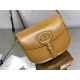 LARGE Dior BOBBY BAG Box Calfskin with Blue Dior Oblique Embroidered Strap Cognac-Colored High