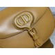 LARGE Dior BOBBY BAG Box Calfskin with Blue Dior Oblique Embroidered Strap Cognac-Colored High