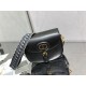 LARGE Dior BOBBY BAG Box Calfskin with Blue Dior Oblique Embroidered Strap Black High