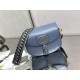 LARGE Dior BOBBY BAG Box Calfskin with Blue Dior Oblique Embroidered Strap Denim Blue High