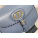 LARGE Dior BOBBY BAG Box Calfskin with Blue Dior Oblique Embroidered Strap Denim Blue High