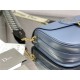 LARGE Dior BOBBY BAG Box Calfskin with Blue Dior Oblique Embroidered Strap Denim Blue High