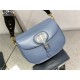 LARGE Dior BOBBY BAG Box Calfskin with Blue Dior Oblique Embroidered Strap Denim Blue High