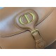 LARGE Dior BOBBY BAG Box Calfskin with Blue Dior Oblique Embroidered Strap Dark Tan High