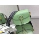 LARGE Dior BOBBY BAG Box Calfskin with Blue Dior Oblique Embroidered Strap Mint Green High