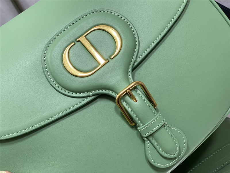 LARGE Dior BOBBY BAG Box Calfskin with Blue Dior Oblique Embroidered Strap Mint Green High