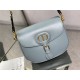 LARGE Dior BOBBY BAG Box Calfskin with Blue Dior Oblique Embroidered Strap Cloud Blue High