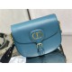 LARGE Dior BOBBY BAG Box Calfskin with Blue Dior Oblique Embroidered Strap Blue High